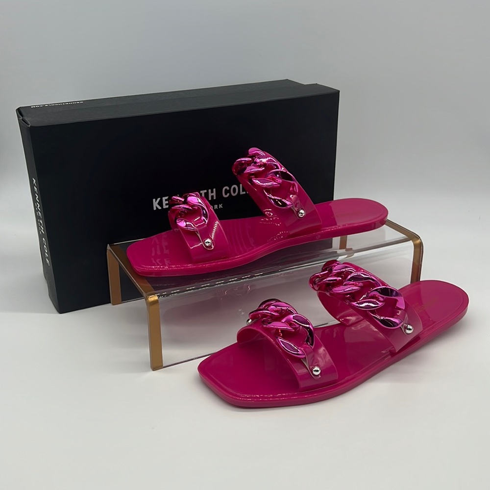 Kenneth Cole NWB Neko/Naveen Chain Jelly Slides Beet